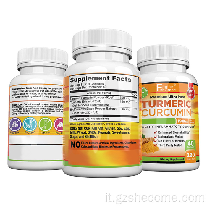 Curcumino Curcumina Black Pepper Extract Turmeric Supplemento